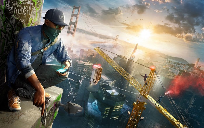 Watch Dogs 2 Marcus Holloway in San Francisco Cityscape