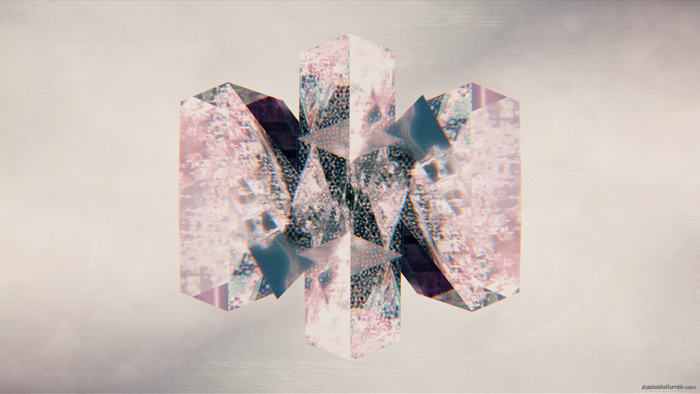 Abstract geometric crystal with glitch art effect