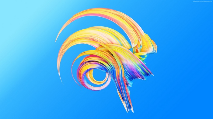 Abstract paint waves on blue background