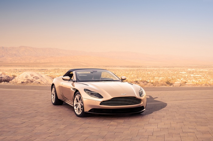 Aston Martin DB11 Volante convertible in desert landscape