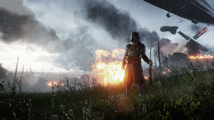 Soldier in Battlefield 1 during a battle