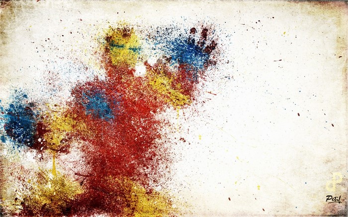 Iron Man made of paint splatters