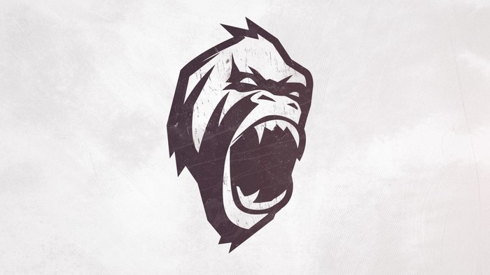 Grunge gorilla head logo illustration