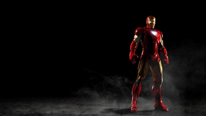 Iron Man standing in smoke