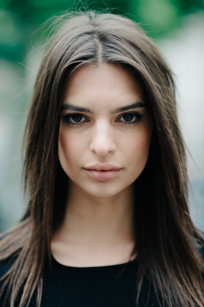 Emily Ratajkowski portrait with brown hair