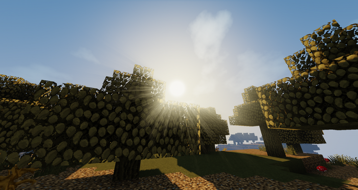 Minecraft trees with sunlight and shaders