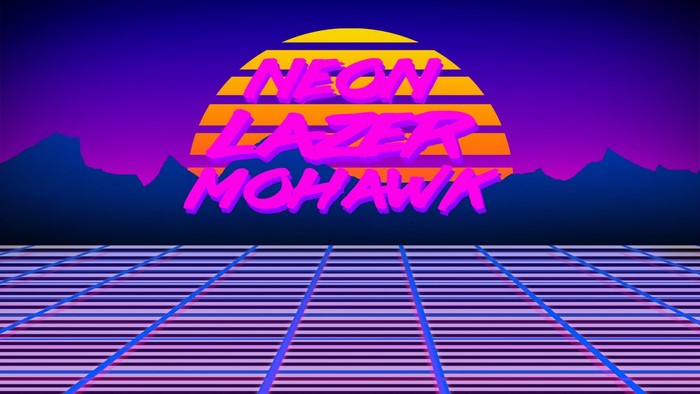 Neon Lazer Mohawk Retro Sunset Grid