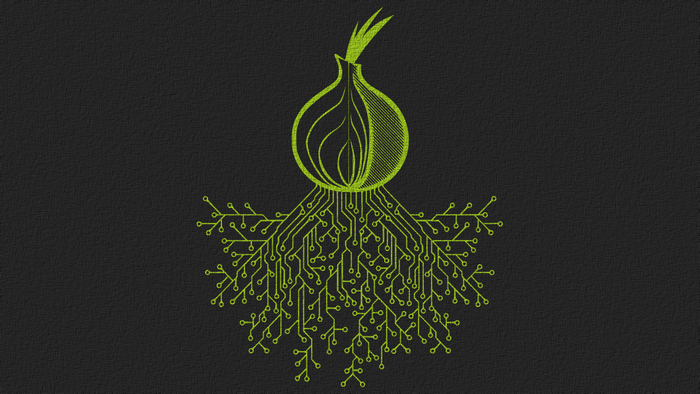 Illustration of a green onion with circuit board roots