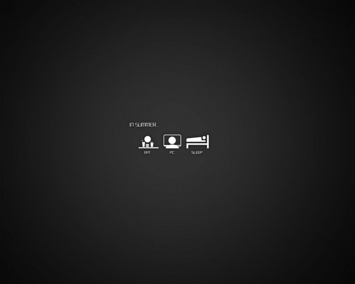 Minimalist icons for Eat, PC, and Sleep in summer