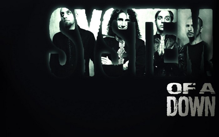 System of a Down band members with band logo