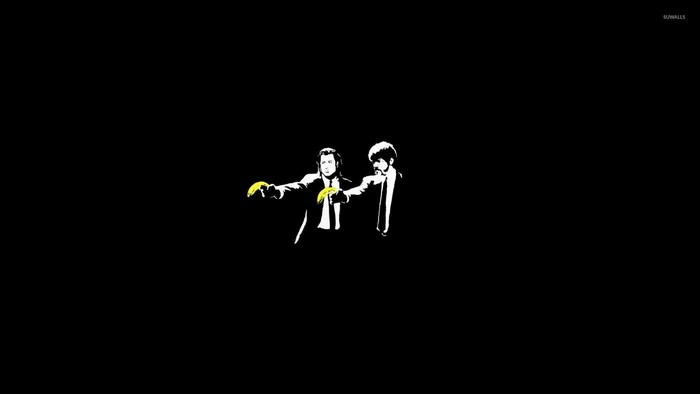 Vincent Vega and Jules Winnfield from Pulp Fiction holding bananas