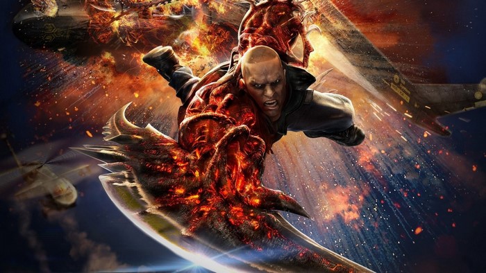 James Heller from Prototype 2 fighting helicopters