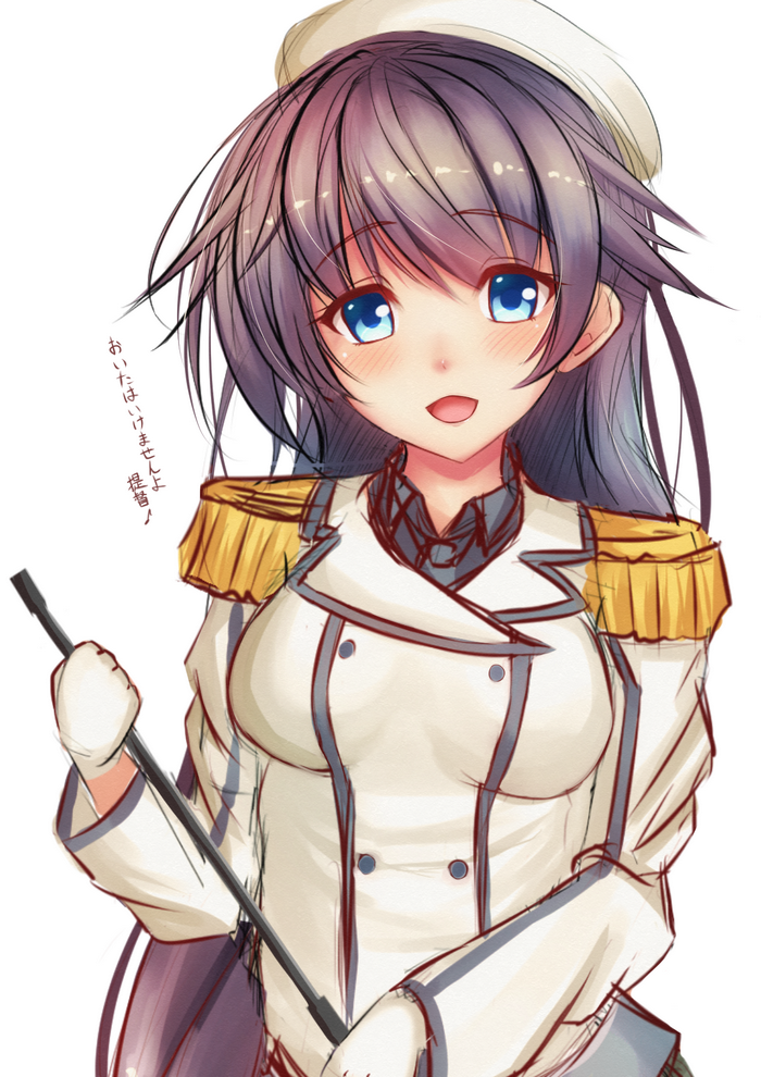 Anime girl in uniform holding a baton