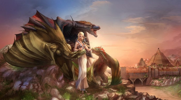Daenerys Targaryen with Dragons from Game of Thrones