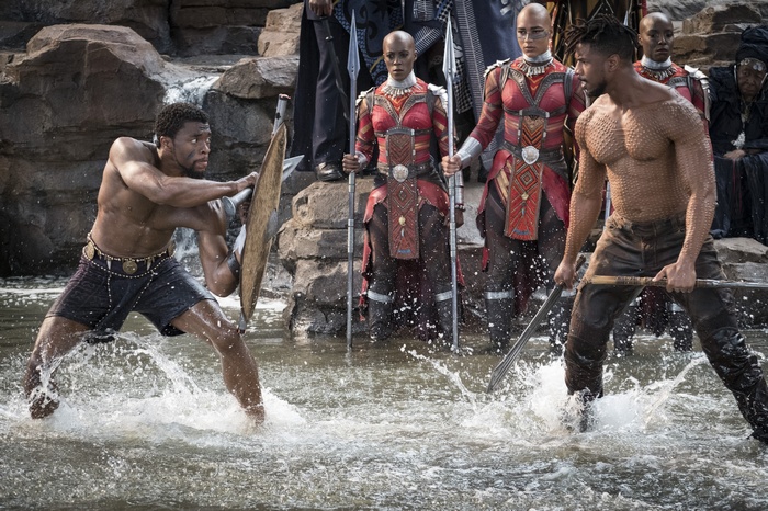 Chadwick Boseman and Michael B. Jordan from Black Panther