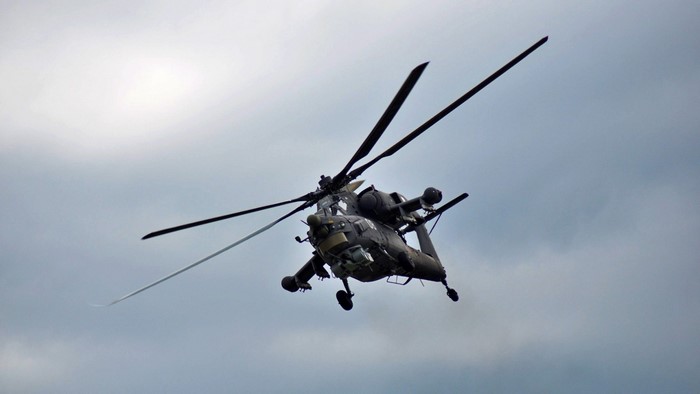 Mi-28 military helicopter in flight