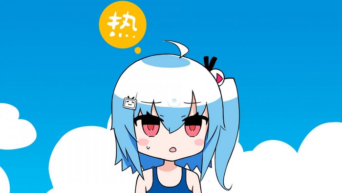 Anime girl with blue hair and red eyes