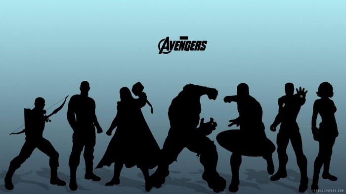 The Avengers silhouettes with logo