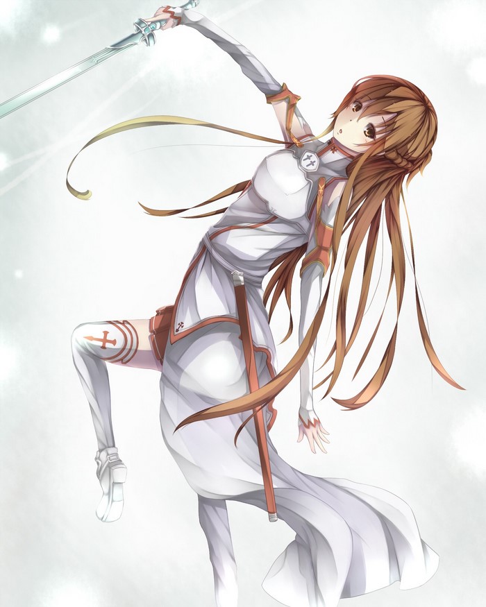 Asuna Yuuki from Sword Art Online with a sword