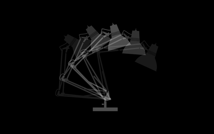 Animated desk lamp in monochrome