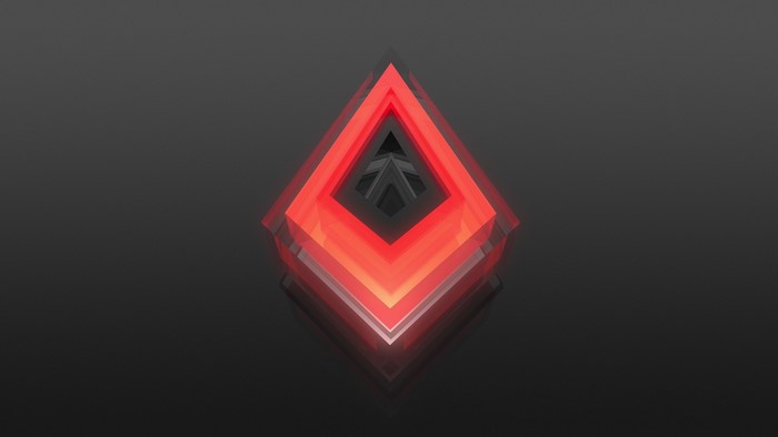 Abstract red diamond shape with geometric patterns