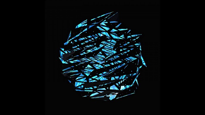 Abstract blue geometric shards on black background