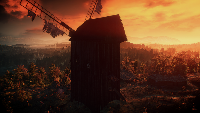 The Witcher 3: Wild Hunt - Old windmill at sunset