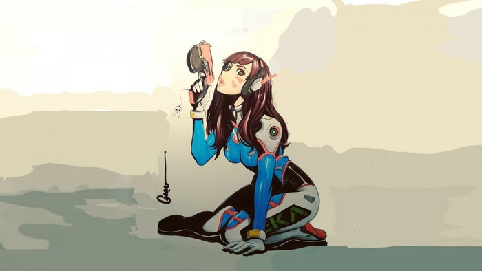 D.Va from Overwatch holding a blaster