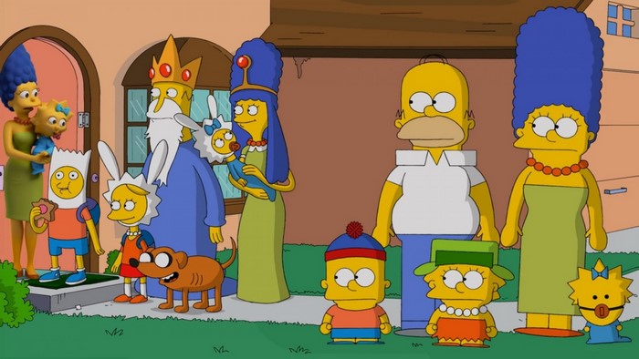 The Simpsons characters meet Adventure Time and South Park characters