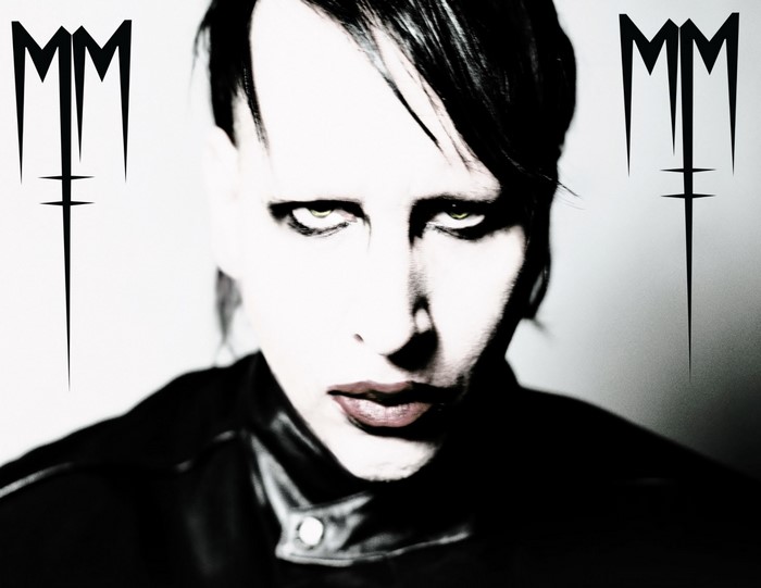 Marilyn Manson portrait with MM logo