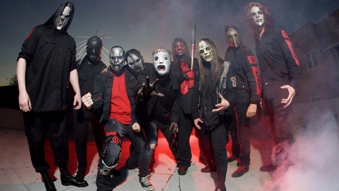 Slipknot band members in masks and costumes