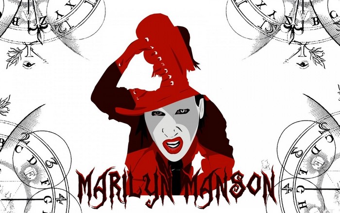Marilyn Manson illustration with astrological symbols