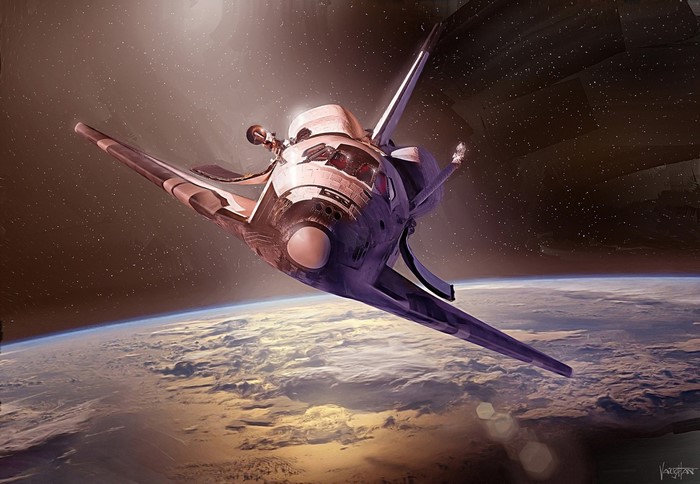 Space Shuttle Orbiting Earth