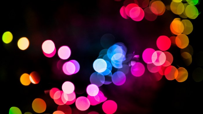 Colorful bokeh lights on a black background