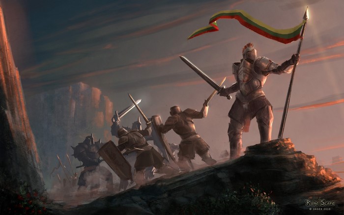 RuneScape Knights in Battle with Lithuanian Flag