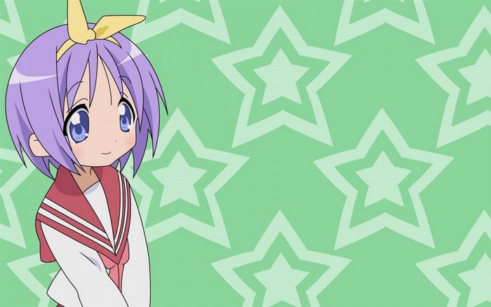 Konata Izumi from Lucky Star with star pattern background