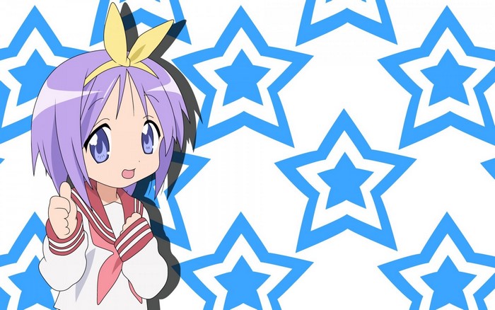 Konata Izumi from Lucky Star with blue stars pattern