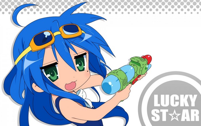Konata Izumi from Lucky Star with a water gun