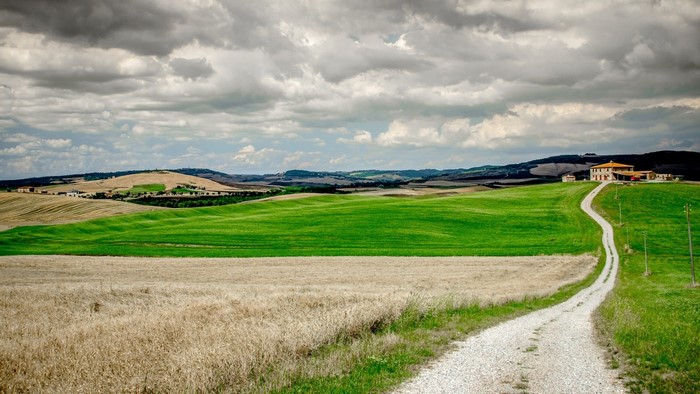 Tuscan Landscape with Rolling Hills and Farmhouse