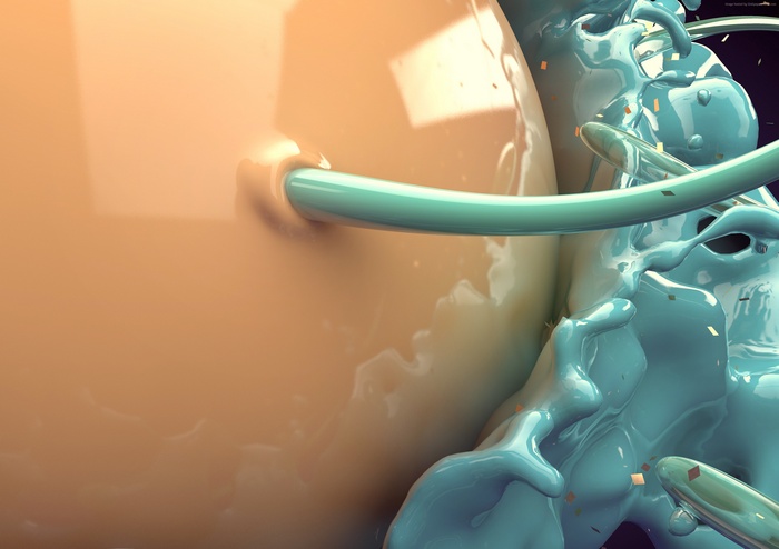 Abstract 3D Shapes with Teal Splashes