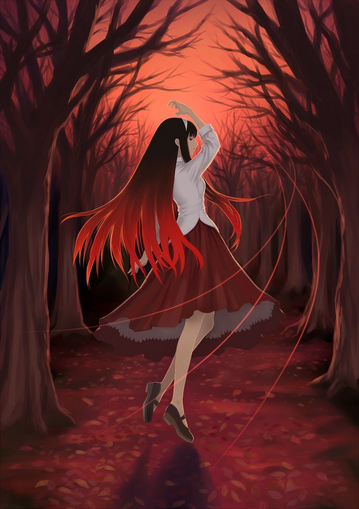 Tohno Akiha from Lunar Legend Tsukihime in a forest