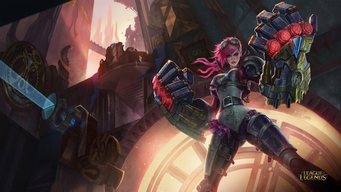 Vi from League of Legends with large gauntlets