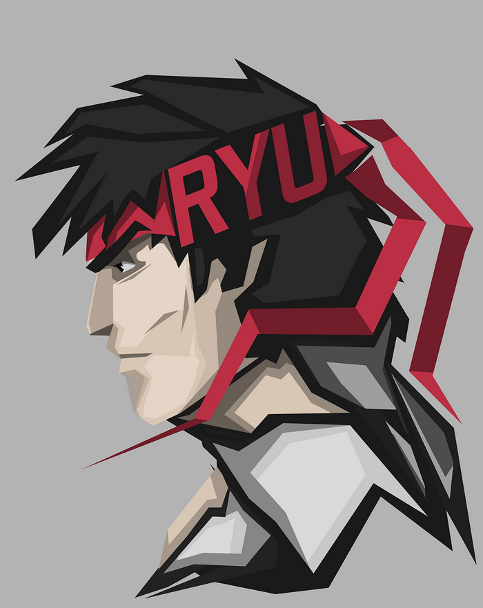 Ryu from Street Fighter in minimalist illustration