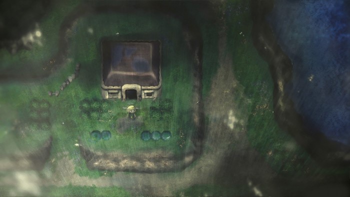 Link from The Legend of Zelda in a rainy environment