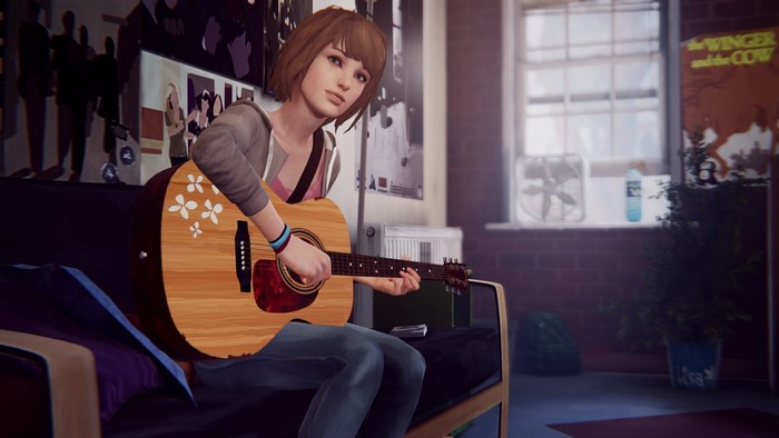 Max Caulfield from Life Is Strange playing guitar