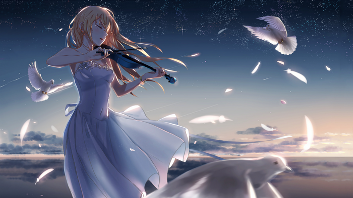 Miyazono Kaori from Shigatsu wa Kimi no Uso playing violin
