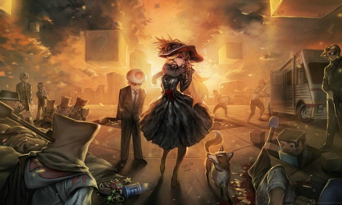 Princess Peach and Toad in a post-apocalyptic Nintendo world