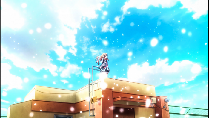 Girl from Shigatsu wa Kimi no Uso on a rooftop