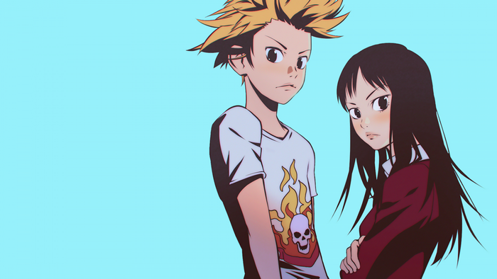 Anime characters with spiky hair and long black hair