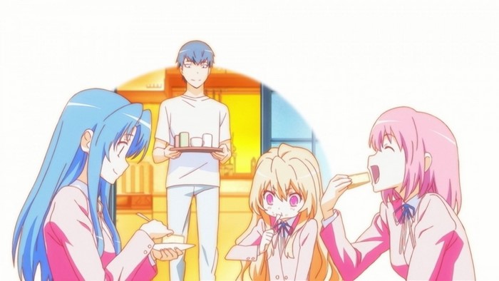 Anime characters eating cake